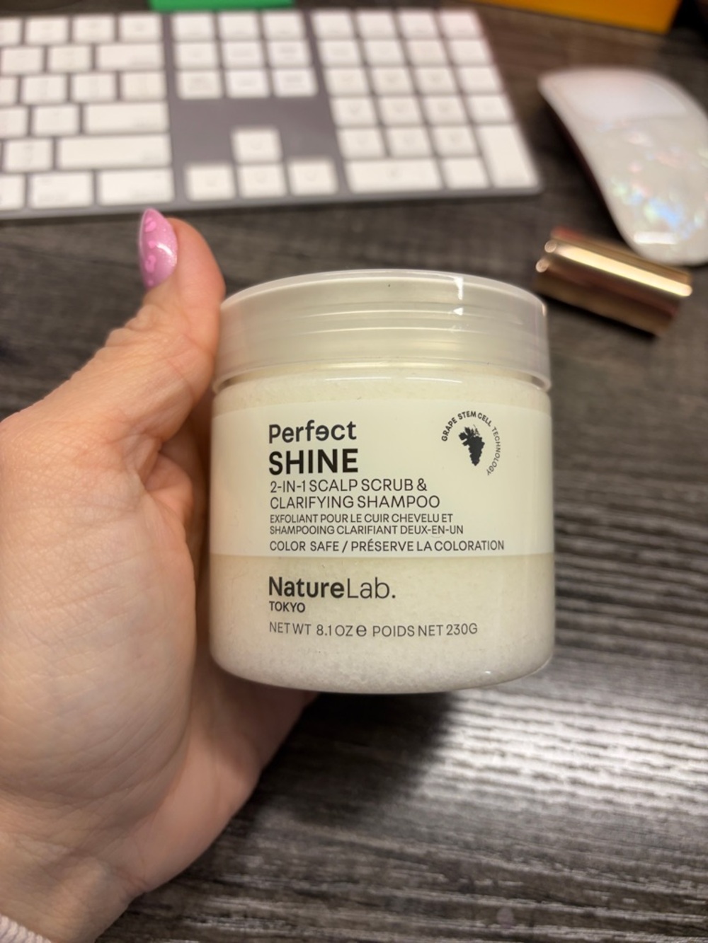 NatureLab. Perfect SHINE 2-in-1 Scalp Scrub & Clarifying Shampoo - White Jar 8oz